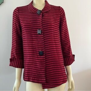 IC Collection Connie K Women’s Asymmetrical Red & Black Stripe Jacket Blazer M